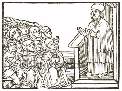Hus jako kazatel ve spise Processus consistorialis Martyrii Io. Huss (1524)
Reprodukce z knihy Památce Mistra Jana Husa (1922)